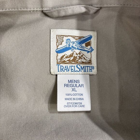 TravelSmith Vintage Khaki Utility Jacket Trench Coat Chore Coat XL Style 8728 - Picture 5 of 10